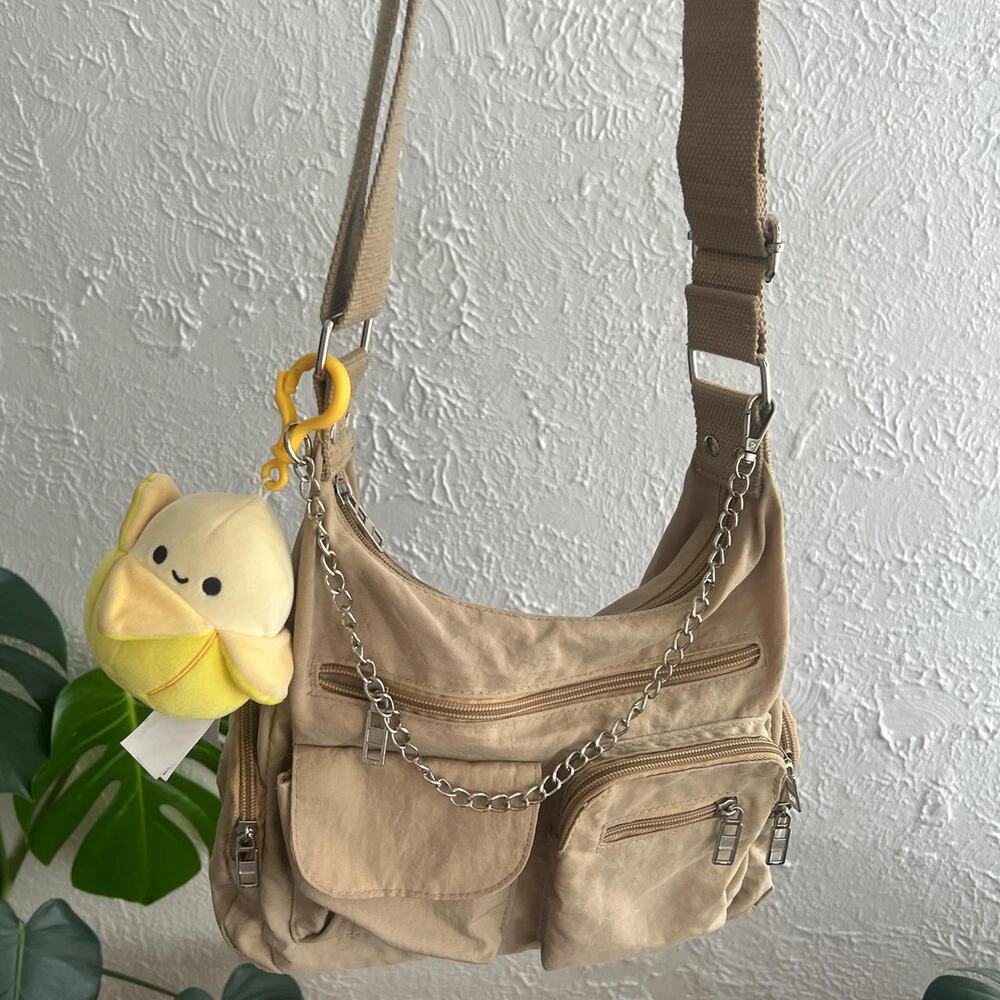 Bueno Khaki Tan crossbody Nylon Bag